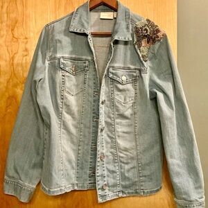 Chico’s Embellished Denim Jacket with 2% spandex